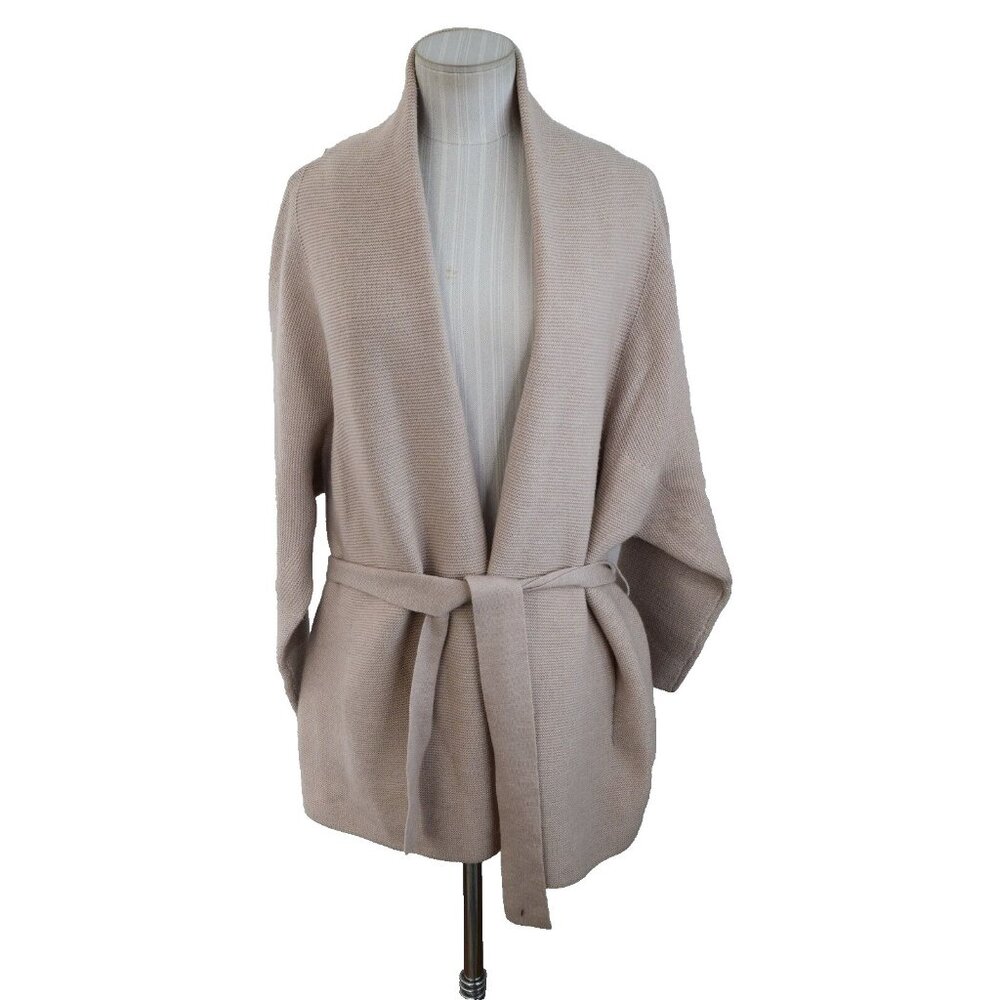 MM Lafleur Merino Wool Morandi Belted Cream Cardigan Sweater M/L